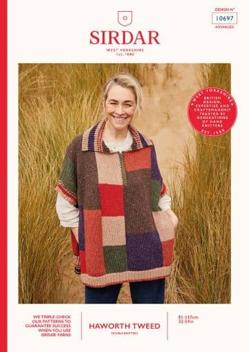 Sirdar Haworth Tweed DK Knitting Pattern - 10697 Ladies Poncho