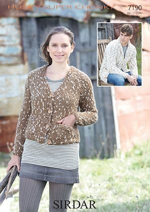 Sirdar Husky Super Chunky - 7190 Cardigans Knitting Pattern