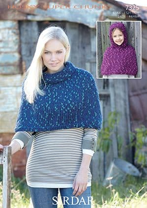 Sirdar Husky Super Chunky - 7325 Capes Knitting Pattern