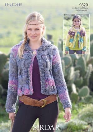 Sirdar Indie - 9820 Cardigans Knitting Pattern