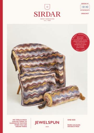 Sirdar Jewelspun Aran Crochet Pattern - 10143 Blanket & Cushion