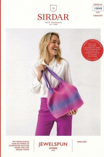 Sirdar Jewelspun Aran Crochet Pattern - 10848 Ladies Tote Bag