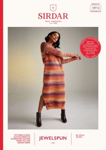 Sirdar Jewelspun Aran Knitting Pattern - 10712 Knitted Dress