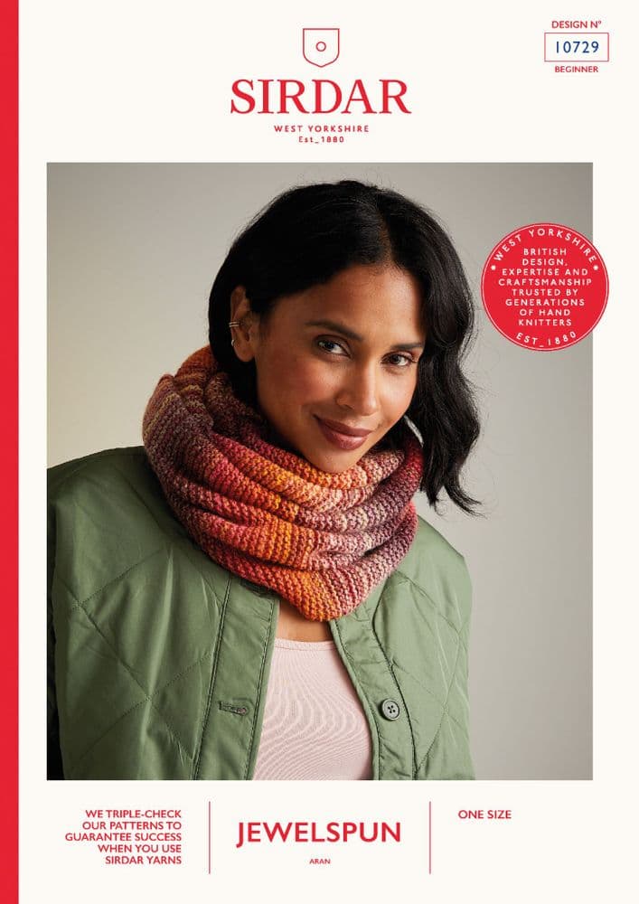 Sirdar Jewelspun Aran Knitting Pattern 10729 Cowl/Snood