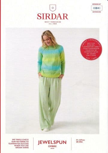 Sirdar Jewelspun Aran Knitting Pattern -10841 Ladies Sweater