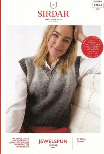 Sirdar Jewelspun Aran Knitting Pattern - 10844 Ladies Tank Top