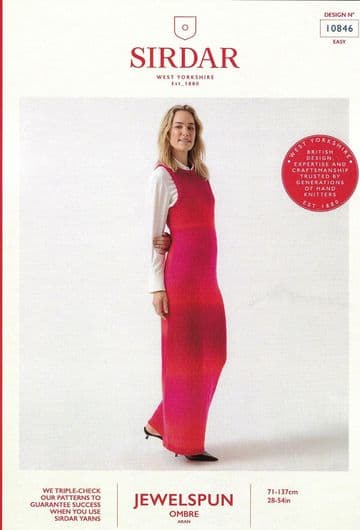 Sirdar Jewelspun Aran Knitting Pattern - 10846 Ladies Dress