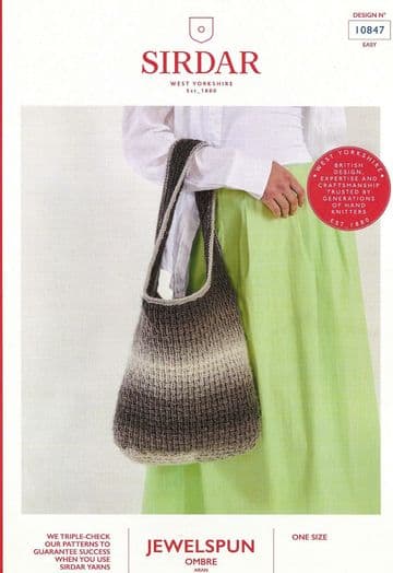 Sirdar Jewelspun Aran Knitting Pattern - 10847 Tot Bag