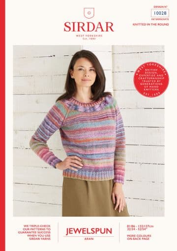 Sirdar Jewelspun Aran Knitting Pattern Booklet - 10028 Top Down Sweater