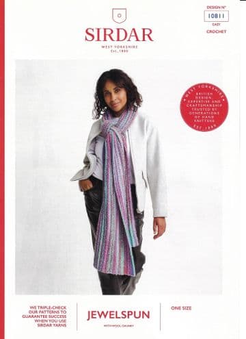 Sirdar Jewelspun Chunky Crochet Pattern - 10811 Ladies Scarf