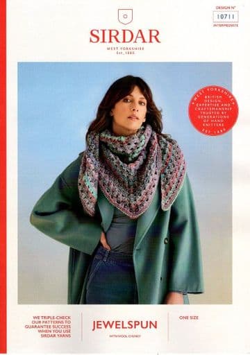 Sirdar Jewelspun Chunky Knitting Pattern - 10711 Ladies Shawl