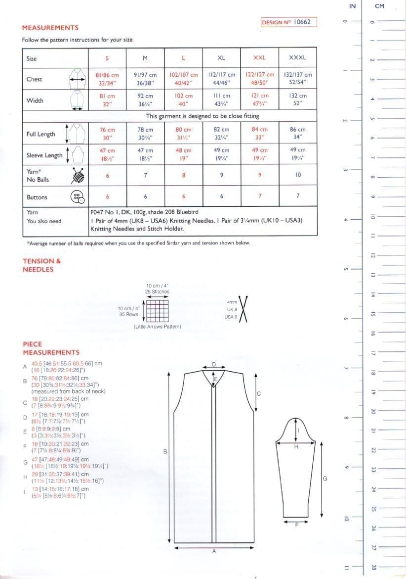 Sirdar No 1 Double Crepe 10662 Cardigan Knitting Pattern