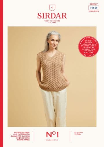 Sirdar No.1 Double Crepe - 10668 Vest Top Knitting Pattern