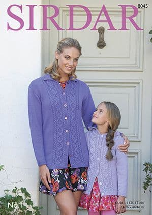 Sirdar No.1 Double Knit Crepe - 8045 Jacket Knitting Pattern