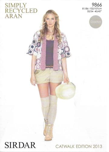 Sirdar Simply Recycled Aran - 9866 Kimono Jacket Crochet Pattern