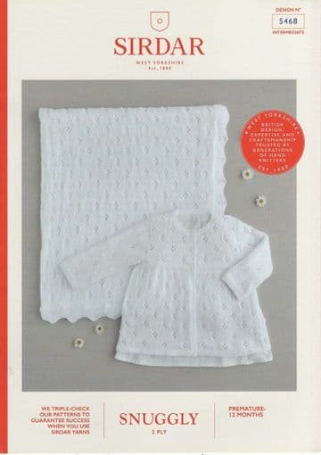 Sirdar Snuggly 2 Ply - 5468 Matinee Coat& Shawl Knitting Pattern