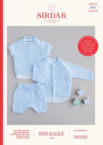 Sirdar Snuggly 3ply - 5467 Three Piece Set Knitting Pattern