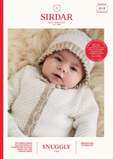 Sirdar Snuggly 3ply - 5518 Cardigan & Bonnet Knitting Pattern