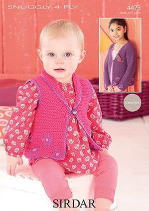Sirdar Snuggly 4ply - 4473 Waistcoat & Cardigan Knitting Pattern