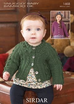 Sirdar Snuggly Baby Bamboo DK - 1468 Cardigans Knitting Pattern