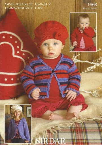 Sirdar Snuggly Baby Bamboo DK - 1868 Cardigans Knitting Pattern