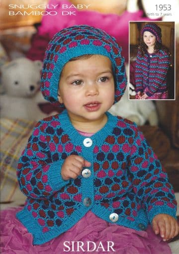 Sirdar Snuggly Baby Bamboo DK - 1953 Cardigan & Beret Knitting Pattern