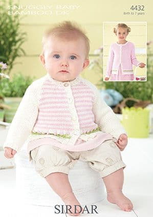 Sirdar Snuggly Baby Bamboo DK - 4432 Cardigans Knitting Pattern