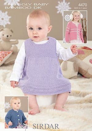 Sirdar Snuggly Baby Bamboo DK - 4470 Dress and Cardigans Knitting Pattern