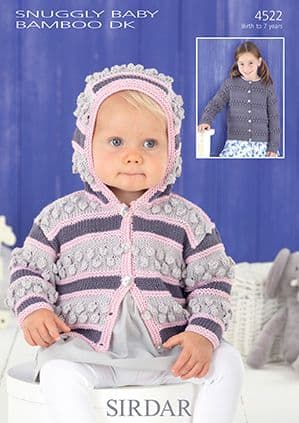 Sirdar Snuggly Baby Bamboo DK - 4522 Hooded Jacket Knitting Pattern