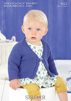 Sirdar Snuggly Baby Bamboo DK - 4523 Cardigan Knitting Pattern