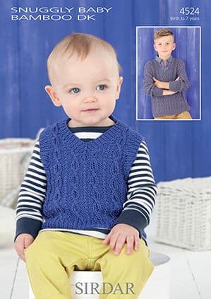 Sirdar Snuggly Baby Bamboo DK - 4524 Tank Top & Sweater Knitting Pattern