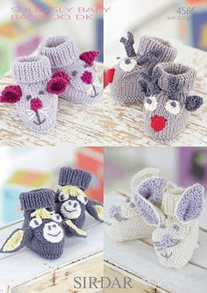 Sirdar Snuggly Baby Bamboo DK - 4586 Bootees Knitting Pattern