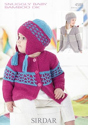 Sirdar Snuggly Baby Bamboo DK - 4588 Cardigans & Bonnets Knitting Pattern