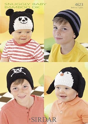 Sirdar Snuggly Baby Bamboo DK - 4623 Hats Knitting Pattern