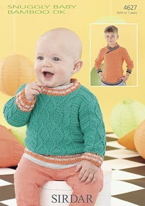 Sirdar Snuggly Baby Bamboo DK - 4627 Sweaters Kitting Pattern