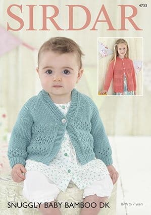 Sirdar Snuggly Baby Bamboo DK - 4733 V Neck & Round Neck Knitting Pattern