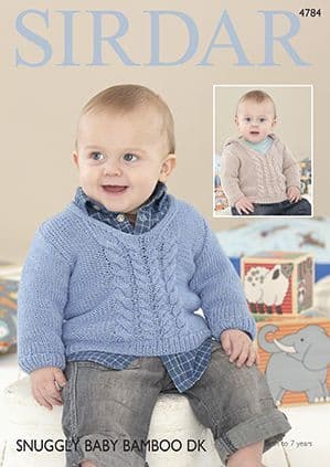 Sirdar Snuggly Baby Bamboo DK - 4784 Sweaters Knitting Pattern