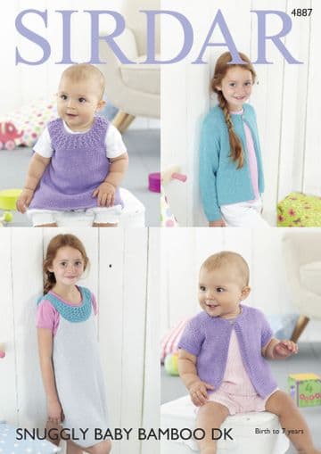Sirdar Snuggly Baby Bamboo DK - 4887 Cardigans & Dresses Knitting Pattern