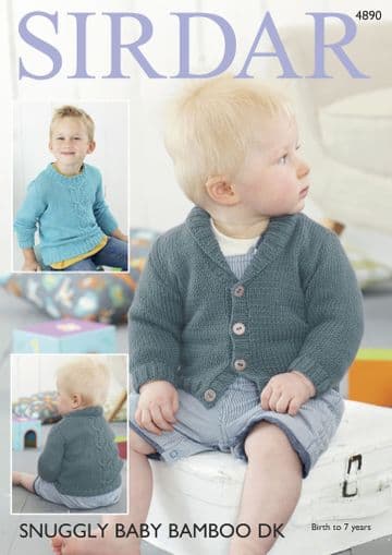 Sirdar Snuggly Baby Bamboo DK - 4890 Sweater & Cardigan Knitting Pattern