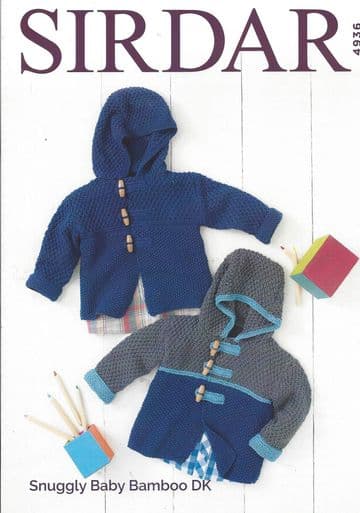 Sirdar Snuggly Baby Bamboo DK - 4936 Duffle Coats Knitting Pattern