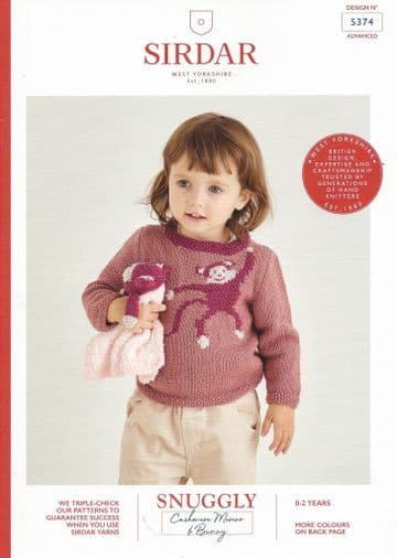 Sirdar Snuggly Baby Cashmere Merino DK & Snuggly Bunny Knitting Pattern Booklet - 5374 Sweater & Toy