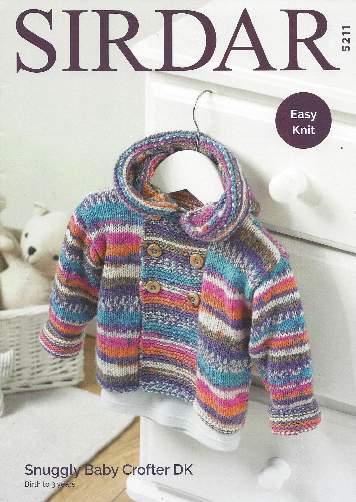 Sirdar Snuggly Baby Crofter DK - 5211 Hooded Duffle Coat Knitting Pattern