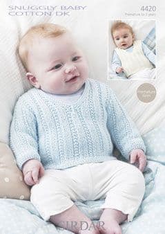 Sirdar Snuggly Baby DK - 4420 Jumper and Waistcoat Knitting Pattern