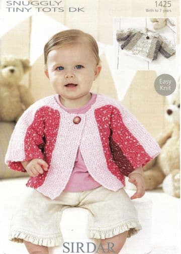 Sirdar Snuggly Baby DK Knitting Pattern - 1425 Cardigans (2 Designs)