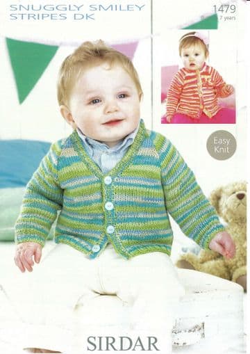 Sirdar Snuggly Baby DK Knitting Pattern - 1479 Cardigans (2 Designs)