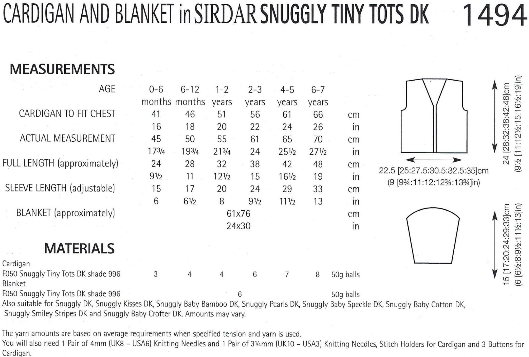Sirdar Snuggly Baby DK Knitting Pattern - 1494 Jacket and Blanket 2 Designs
