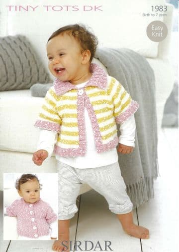 Sirdar Snuggly baby DK Knitting Pattern - 1983 Cardigans (2 Designs)