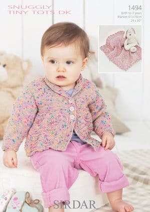 Sirdar Snuggly Tiny Tots DK - 1494 Jacket and Blanket Knitting Pattern