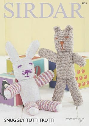 Sirdar Snuggly Tutti Frutti - 4695 Bear & Rabbit Knitting Pattern