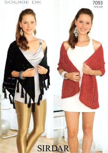 Sirdar Soukie DK - 7093 Wrap & Shawl Knitting Pattern - Clearance Price £1.99